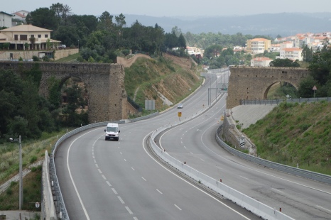 Roman aqueduct cut in half for a highway!