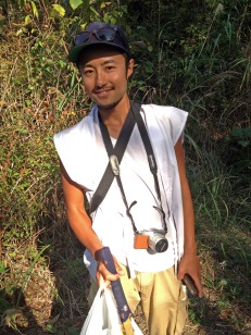My hero, Masa, who made the snake slither away!