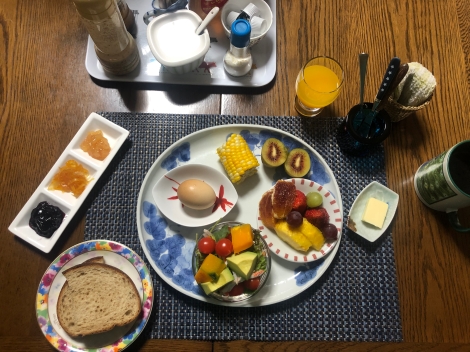 Breakfast of champions at the Tokunaga residence
